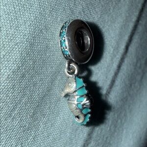 Pandora Silver Seahorse Charm with Turquoise Details